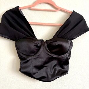 Princess Polly Black Satin Corser Top- size US 0